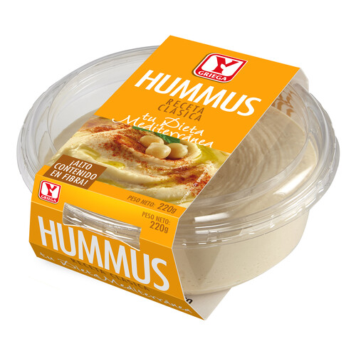 Y GRIEGA Hummus receta clásica, con alto contenido en fibra Y GRIEGA 220 g.