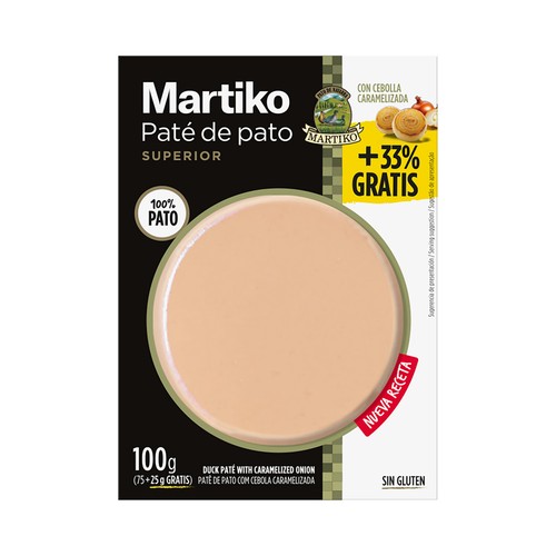 MARTIKO Pate de pato superior (100% pato) con cebolla caramelizada 100 g.