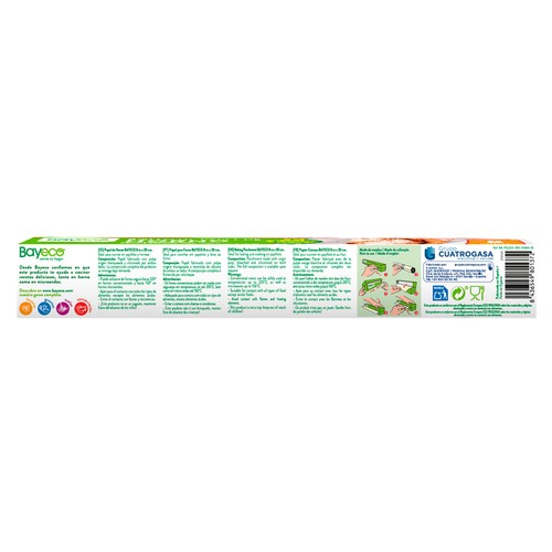 BAYECO Papel para horno con estructura antiadherente y sierra de corte en el estuche rollo 8m.