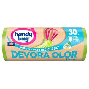 HANDY BAG Bolsa de basura devora olor 100% Plástico reciclado12B 30L