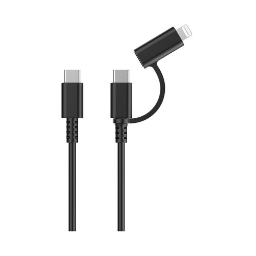 Cable USB C a USB-C/USB lightning QILIVE , longitud 1,2 metros, color negro