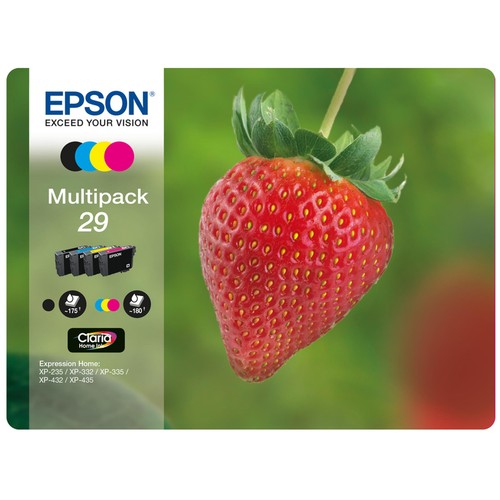 Pack de 4 cartuchos de tinta EPSON 29, negro, magenta, cian y amarillo.