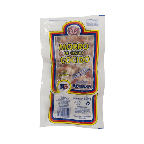 Morro de cerdo cocido, elaborado sin gluten y envasado al vacio ROGUSA 500 g.