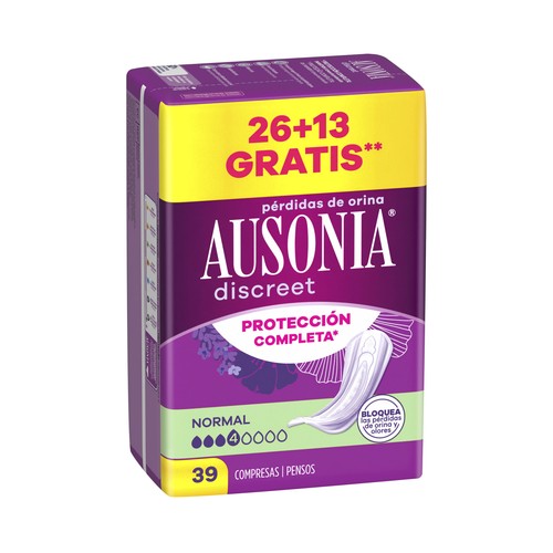 AUSONIA Discreet Compresas normal para perdidas de orina 39 uds.