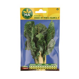 Semillas ecológicas para sembrar acelgas de la variedad verde de penca ancha HA-HUERTO Y JARDÍN 3.96 gramos.