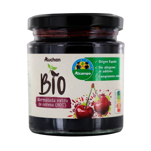 Mermelada extra de cereza ecológica ALCAMPO PRODUCCIÓN CONTROLADA ECOLÓGICO 250 g.