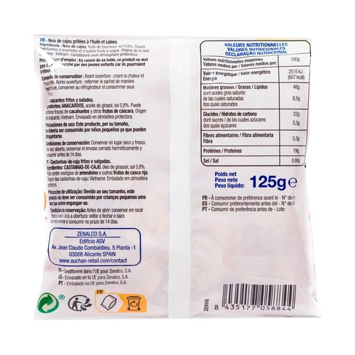 PRODUCTO ECONÓMICO ALCAMPO Anacardos fritos y salados 125 g.