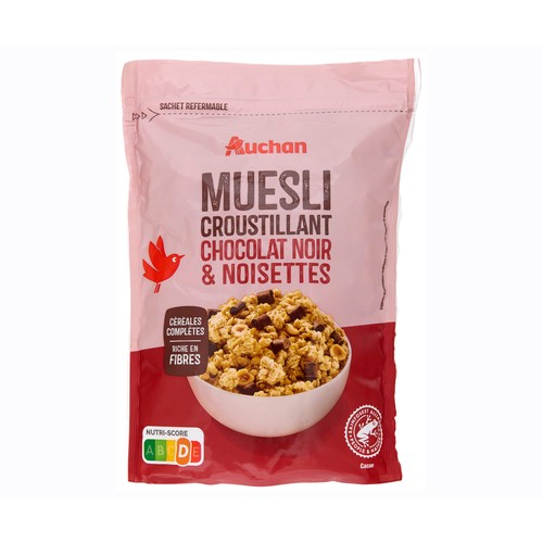 PRODUCTO ALCAMPO Cereales muesli crujiente con chocolate negro y avellanas 450 g.