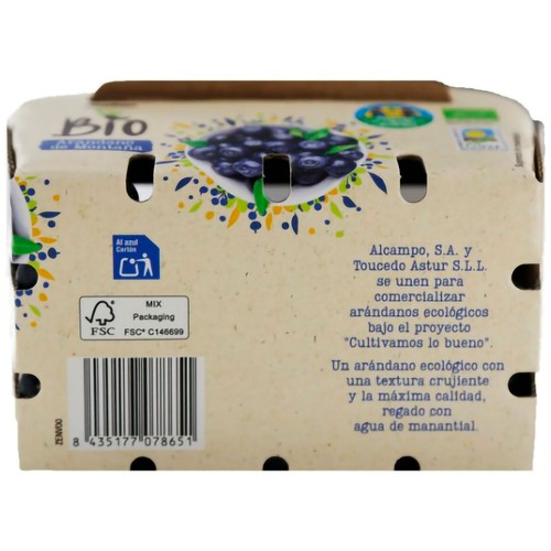 ALCAMPO CULTIVAMOS LO BUENO ECOLÓGICO Arándanos ecológicos, bandeja 180 g.