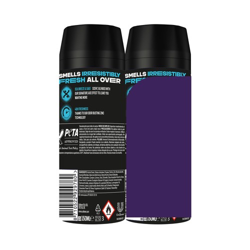 AXE Marine Desodorante en spray para hombre anti transpirante hasta 48 horas 2 x 150 ml.