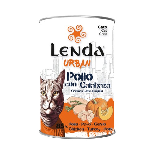 LENDA URBAN Alimento de gato húmedo en lata calabaza 400gr