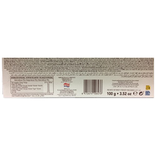 REGLERO Galletas de mantequilla rellenas de coco 100 g.