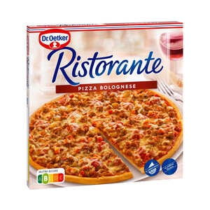 Imagen de DR. OETKER Pizza de masa fina y crujiente cubierta con tomate, carne picada de vacuno y queso Ristorante 375 g.