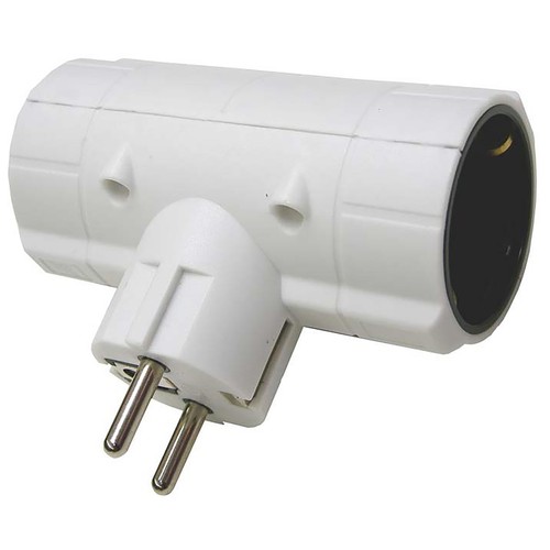Adaptador doble schuko 16a. 3500w. blanco, EUROBRIC.