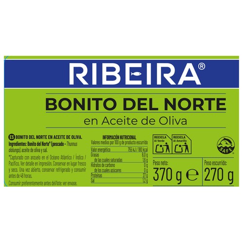 RIBEIRA Tarro de bonito en aceite de oliva 270g.