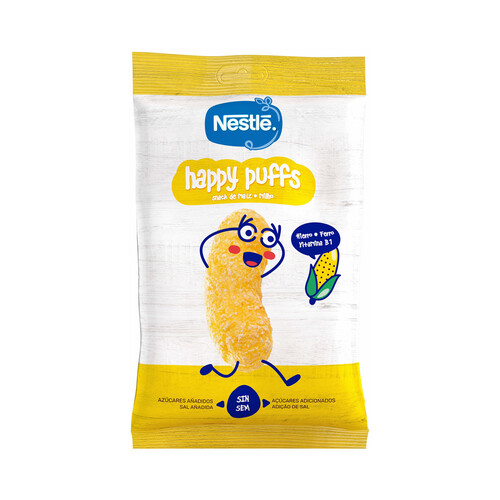 NESTLÉ Snacks a base de maíz, para bebés a partir de 1 año NESTLÉ Happy puffs 28 g.