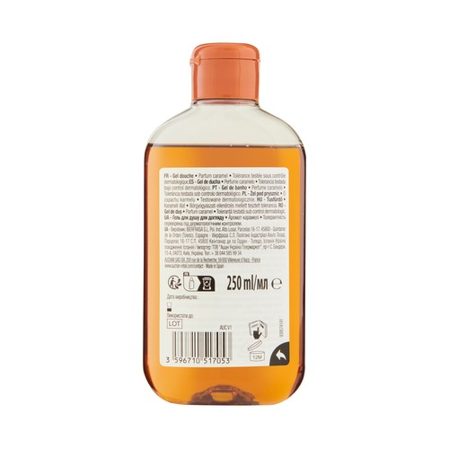 COSMIA Gel para baño o ducha con perfume a caramelo 250 ml.
