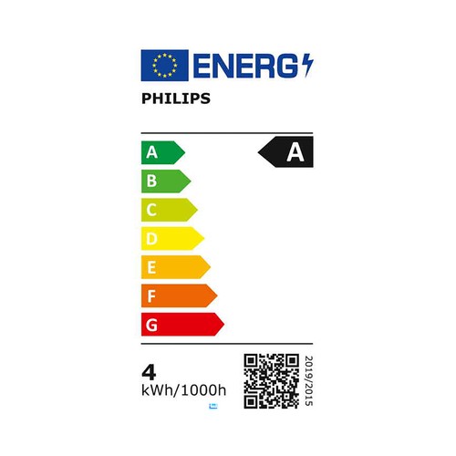 Bombilla Led E27, 4W=60W, luz neutra 4000K, 840lm, PHILIPS.