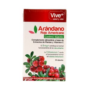 VIVE+ SALUD Y VIDA Complemento alimenticio VIVE PLUS ARÁNDANO ROJO AMERICANO 30 cápsulas