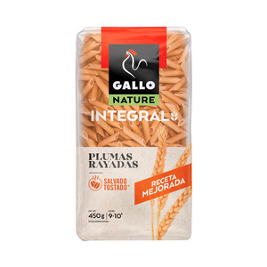 Imagen de GALLO Nature Pasta plumas rayadas integrales paquete de 450 g.