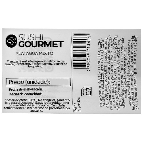 SUSHI GOURMET Platagua mixte 360 g.