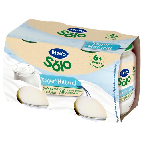 HERO Solo Yogur natural adaptado para bebés, a partir de 6 meses 2 x 120 g.