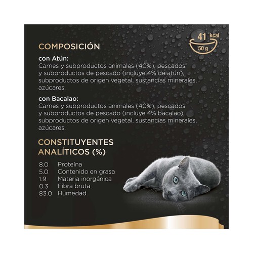 SHEBA Comida para gatos a base de atún, salmón y bacalao SHEBA 6 uds. 50 g.