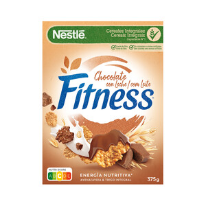 Imagen de NESTLÉ Fitness Copos de trigo integral, arroz y avena integral tostados, recubierto de chocolate con leche 375 g.