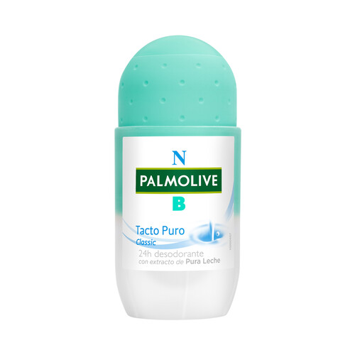 PALMOLIVE Desodorante roll on para mujer con acción antitranspirante 24h y anti manchas blancas PALMOLIVE Tacto puro 50 ml.