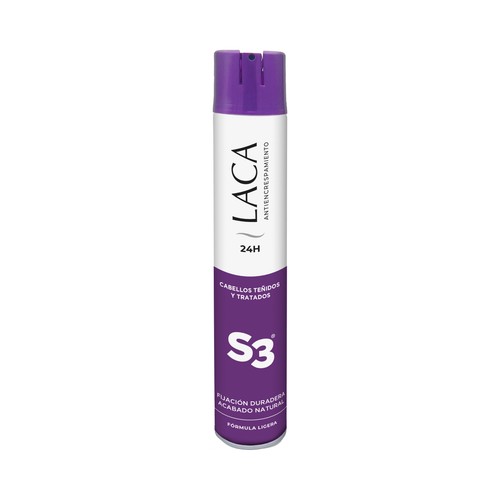 S3 Laca antiencrespamiento acabado natural, fórmula ligera, para cabellos teñidos y tratados S3 400 ml.