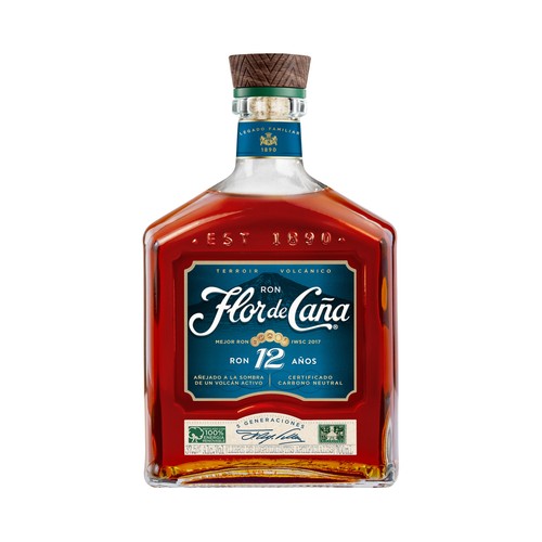 FLOR DE CAÑA Terroir volcánico Ron artesanal envejecido 12 años botella 70 cl.