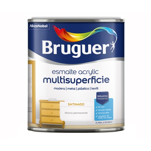 Esmalte acrílico satinado avellana 0,25 litros, BRUGUER.