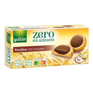 GULLÓN Zero Galleta recubierta de chocolate negro sin azúcares 186 g.