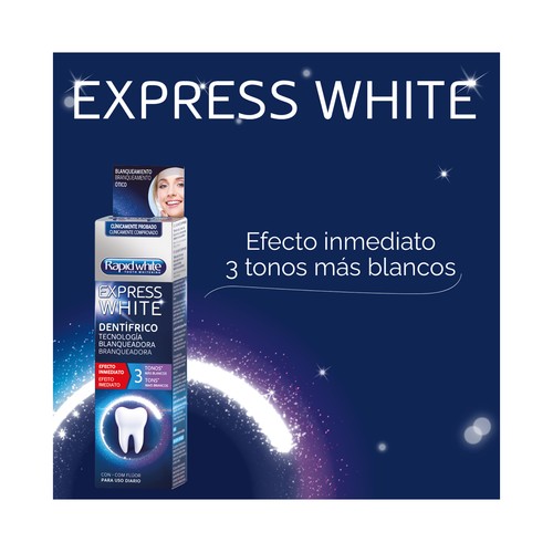 RAPID WHITE Express white Pasta de dientes de uso diario, con tecnología blanqueadora de efecto inmediato 75 ml.