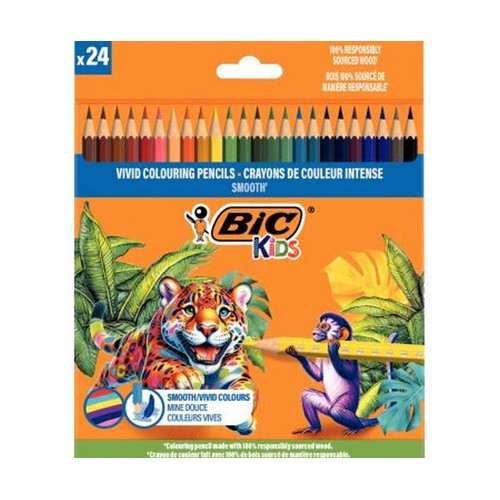 24 lápices de colores de madera BIC Kids.