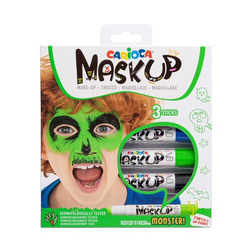 Pinturas de cara Mask Up caja 3 Monster. Pintura lavable para la piel. Maquillaje Ideal para Navidad, Halloween, Carnaval y Fiestas.