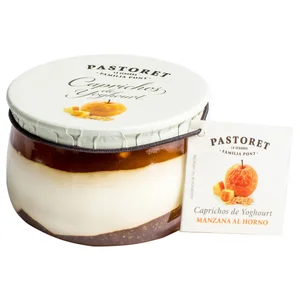 PASTORET Yogur griego cremoso natural azucarado, con manzana al horno Caprichos de yogur 150 g.