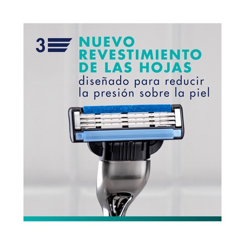 GILLETTE Mach3 Neceser con maquinilla, recambios (4) y espuma / gel de afeitar (200ml).