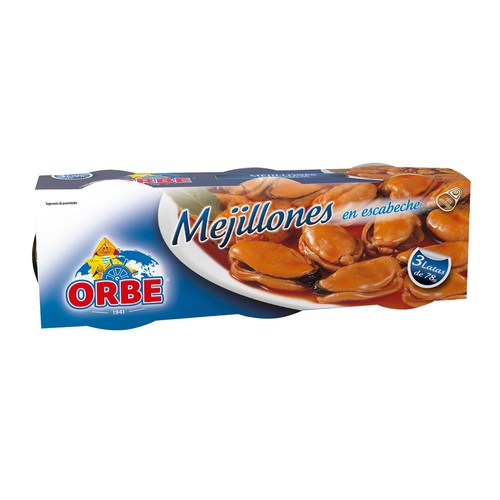 ORBE Mejillones en escabeche 3 x 78 g.