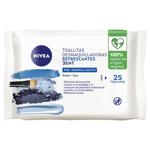 NIVEA Toallitas desmaquilladoras biodegradables, para piel normal a mixta NIVEA 25 uds