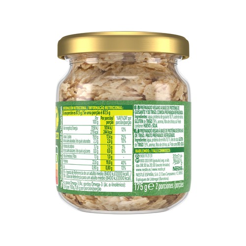 GARDEN GOURMET Preparado vegano a base de proteina de guisante con sabor a atún 175 g.