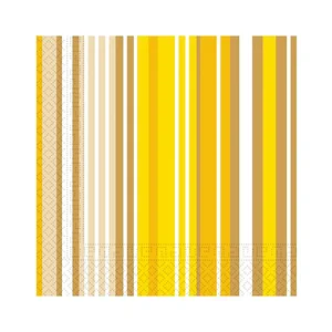 20 servilletas MACADAMIA de rayas de colores amarillos, 33x33cm.