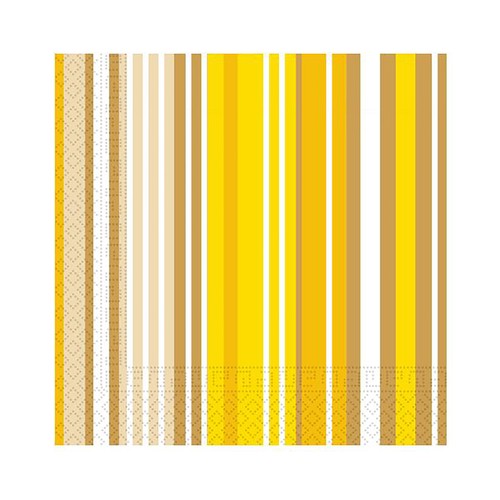20 servilletas MACADAMIA de rayas de colores amarillos, 33x33cm.