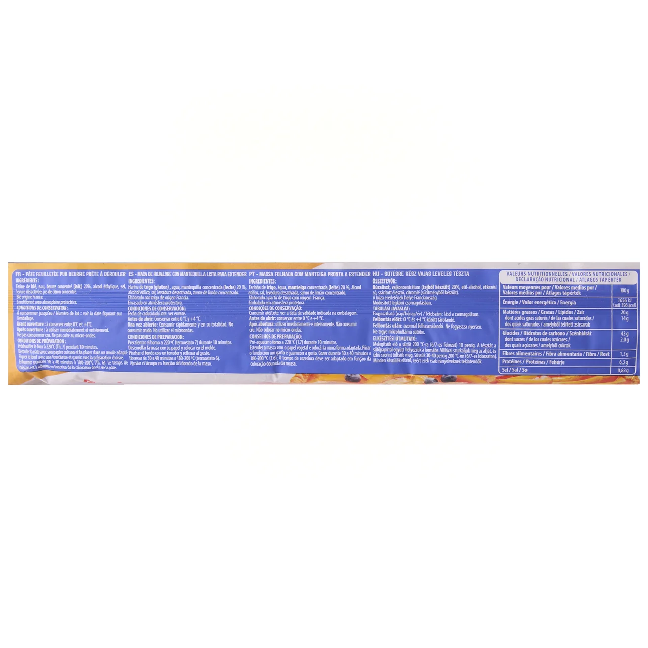 PRODUCTO ALCAMPO Collection Masa de hojaldre con mantequilla lista para extender 230 g.