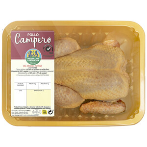 Pollo campero limpio y entero ALCAMPO PRODUCCIÓN CONTROLADA bandeja