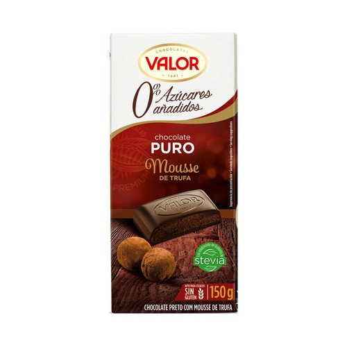 VALOR Chocolate puro con mousse de trufa sin azúcar añadido 150 g.