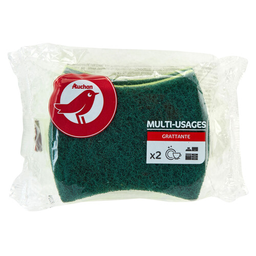 Estropajo fibra verde con esponja PRODUCTO ALCAMPO 2 UDS.