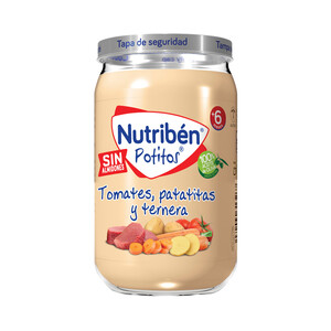 NUTRIBÉN Potitos® de tomates, patatitas y ternera, a partir de 6 meses 235 g.