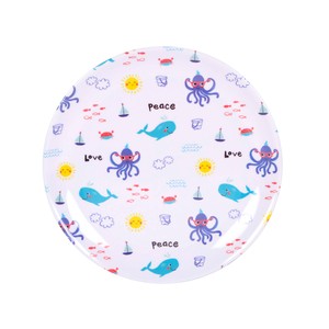 Plato llano estampado fabricado en melamina, 25 cm, Happy