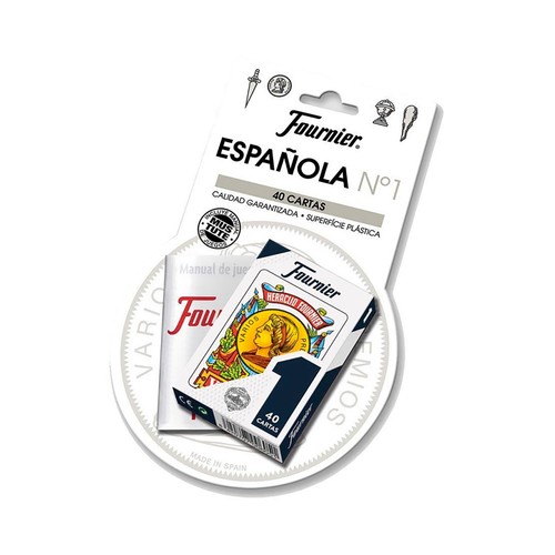 Baraja española nº 1, 40 cartas en estuche de cartón, incluye un manual de juegos, FOURNIER.